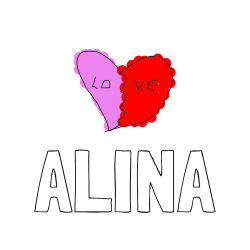 Pobarvana pobarvanka - Pobarvanka imena ALINA in LJUBEZEN