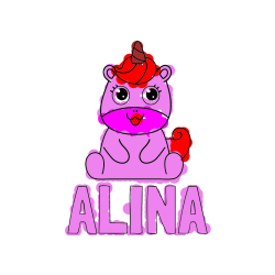 Pobarvana pobarvanka - Pobarvanka imena ALINA in pobarvanka čudovitega samoroga Unicorn
