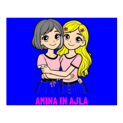 Pobarvana pobarvanka - Pobarvanka imena AMINA IN AJLA in pobarvanka ljubkih prijateljic