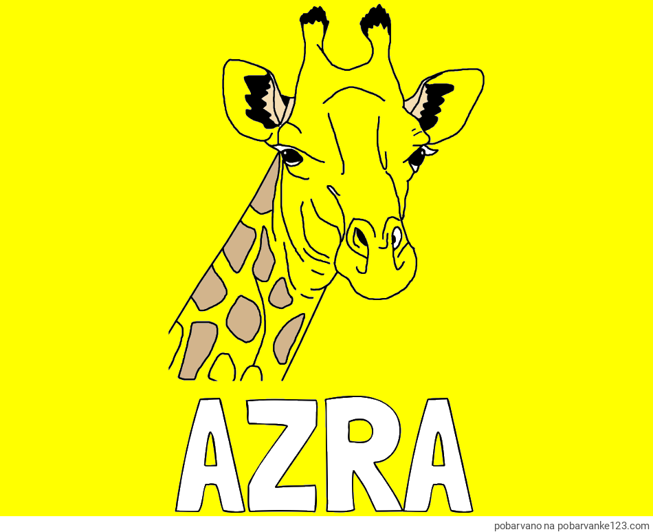POBARVANA POBARVANKA - Pobarvanka imena AZRA in lepa pobarvanka žirafje glave