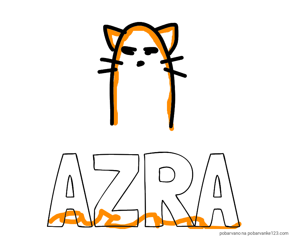 POBARVANA POBARVANKA - Pobarvanka imena AZRA in luštkana mačka