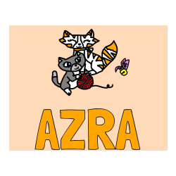 Pobarvana pobarvanka - Pobarvanka imena AZRA in muce med igro