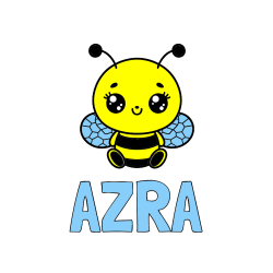 Pobarvana pobarvanka - Pobarvanka imena AZRA in otroška pobarvanka ljubke čebele