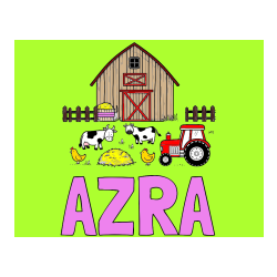 Pobarvana pobarvanka - Pobarvanka imena AZRA in otroška pobarvanka velikega senika, krav in traktorja