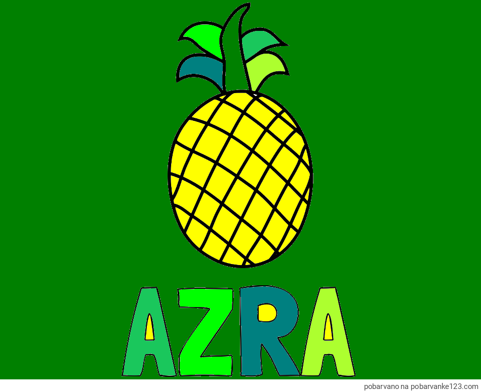 POBARVANA POBARVANKA - Pobarvanka imena AZRA in pobarvanka ananasa