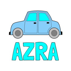 Pobarvana pobarvanka - Pobarvanka imena AZRA in pobarvanka avta