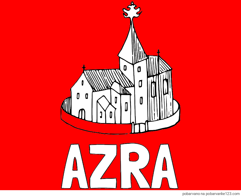 POBARVANA POBARVANKA - Pobarvanka imena AZRA in pobarvanka cerkve obdane z obzidjem