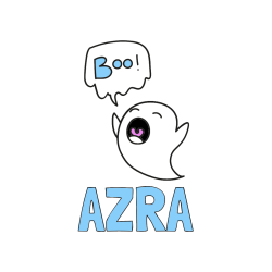 Pobarvana pobarvanka - Pobarvanka imena AZRA in pobarvanka duhca z napisom Boo!