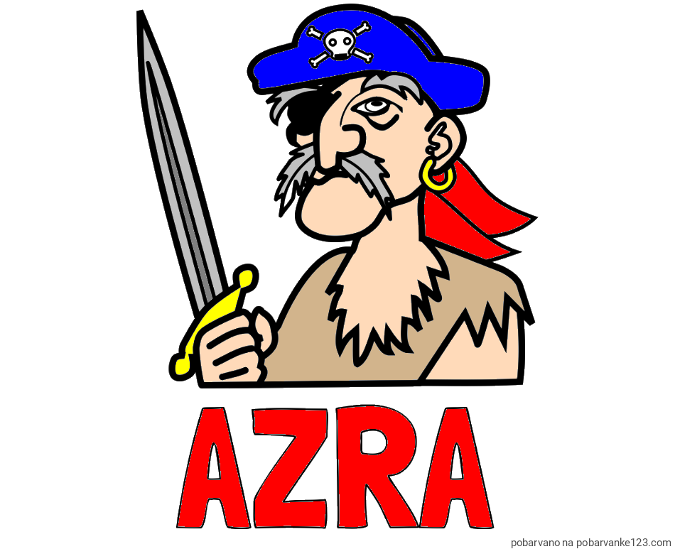 POBARVANA POBARVANKA - Pobarvanka imena AZRA in pobarvanka gusarja s kljukastim nosom