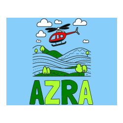 Pobarvana pobarvanka - Pobarvanka imena AZRA in pobarvanka helikopterja, ki leti nad pokrajino