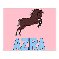 Pobarvana pobarvanka - Pobarvanka imena AZRA in pobarvanka konja v skoku