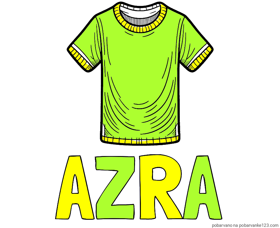 POBARVANA POBARVANKA - Pobarvanka imena AZRA in pobarvanka kratke majice