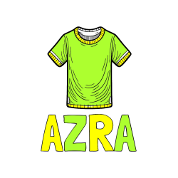 Pobarvana pobarvanka - Pobarvanka imena AZRA in pobarvanka kratke majice
