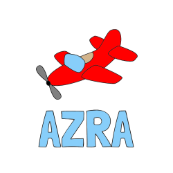 Pobarvana pobarvanka - Pobarvanka imena AZRA in pobarvanka letala s propelerjem