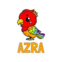 Pobarvana pobarvanka - Pobarvanka imena AZRA in pobarvanka ljubkega papagaja