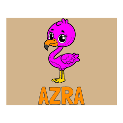 Pobarvana pobarvanka - Pobarvanka imena AZRA in pobarvanka majhnega flaminga