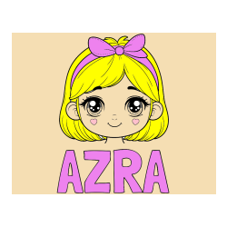 Pobarvana pobarvanka - Pobarvanka imena AZRA in pobarvanka obraza ljubke punčke