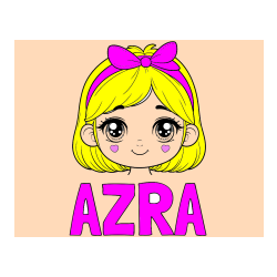 Pobarvana pobarvanka - Pobarvanka imena AZRA in pobarvanka obraza ljubke punčke
