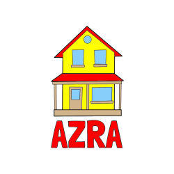 Pobarvana pobarvanka - Pobarvanka imena AZRA in pobarvanka preproste hiše