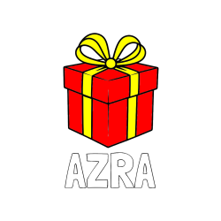 Pobarvana pobarvanka - Pobarvanka imena AZRA in pobarvanka preprostega darila