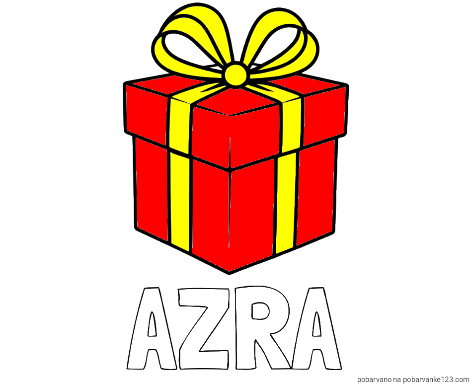 POBARVANA POBARVANKA - Pobarvanka imena AZRA in pobarvanka preprostega darila