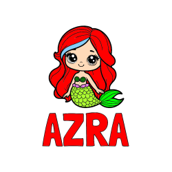 Pobarvana pobarvanka - Pobarvanka imena AZRA in pobarvanka prikupne morske deklice