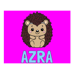 Pobarvana pobarvanka - Pobarvanka imena AZRA in pobarvanka prikupnega ježa