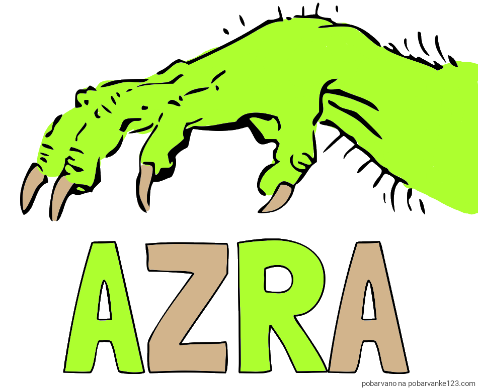 POBARVANA POBARVANKA - Pobarvanka imena AZRA in pobarvanka roke pošasti