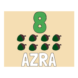 Pobarvana pobarvanka - Pobarvanka imena AZRA in pobarvanka števila 8 s slikovnim prikazom