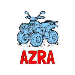 Pobarvana pobarvanka - Pobarvanka imena AZRA in pobarvanka velikega štirikolesnika