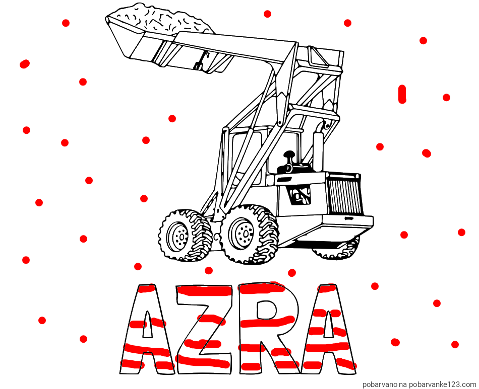 POBARVANA POBARVANKA - Pobarvanka imena AZRA in pobarvanka velikega traktorja