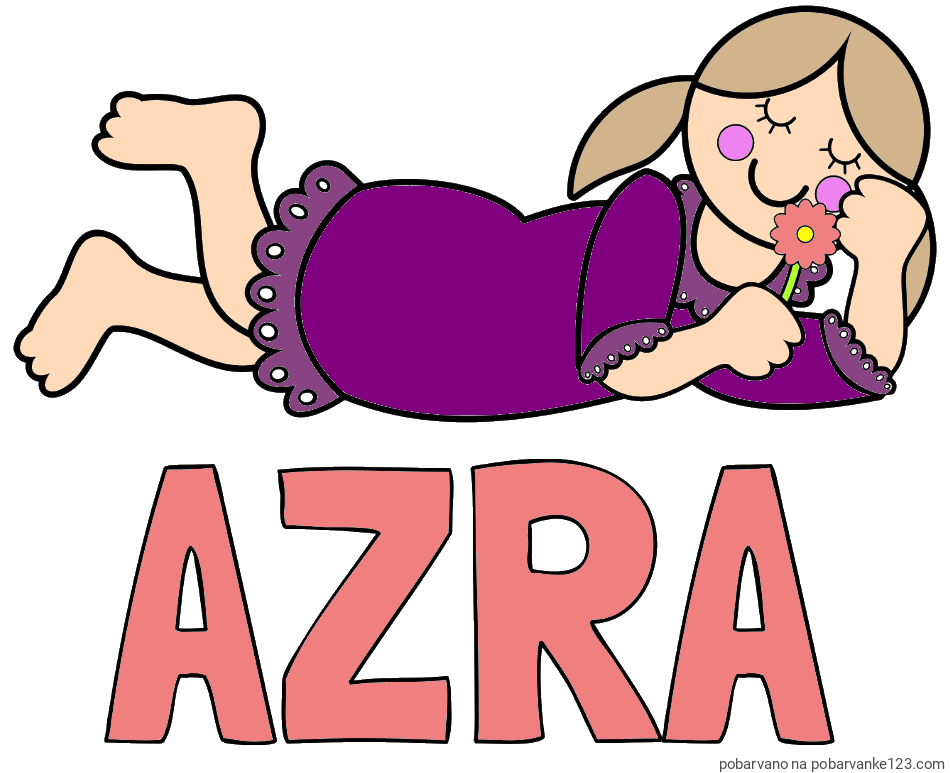 POBARVANA POBARVANKA - Pobarvanka imena AZRA in pobarvanka vesele punčke