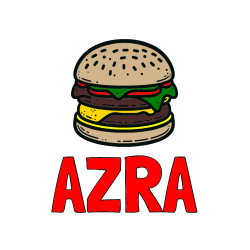 Pobarvana pobarvanka - Pobarvanka imena AZRA in preprosta pobarvanka hamburgerja