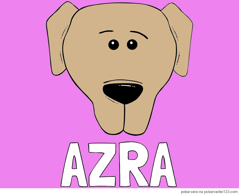 POBARVANA POBARVANKA - Pobarvanka imena AZRA in preprosta pobarvanka kužka
