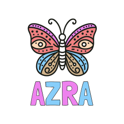 Pobarvana pobarvanka - Pobarvanka imena AZRA in preprosta pobarvanka metulja