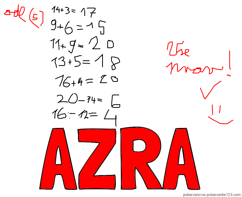 POBARVANA POBARVANKA - Pobarvanka imena AZRA in računaj