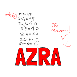 Pobarvana pobarvanka - Pobarvanka imena AZRA in računaj
