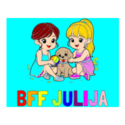 Pobarvana pobarvanka - Pobarvanka imena BFF JULIJA in pobarvanka prijateljic s kužkom