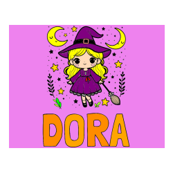 Pobarvana pobarvanka - Pobarvanka imena DORA in pobarvanka prikupne čarovnice