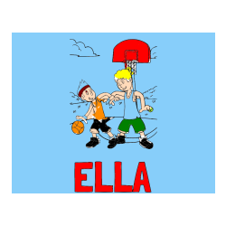 Pobarvana pobarvanka - Pobarvanka imena ELLA in pobarvanka košarkarjev pri igri