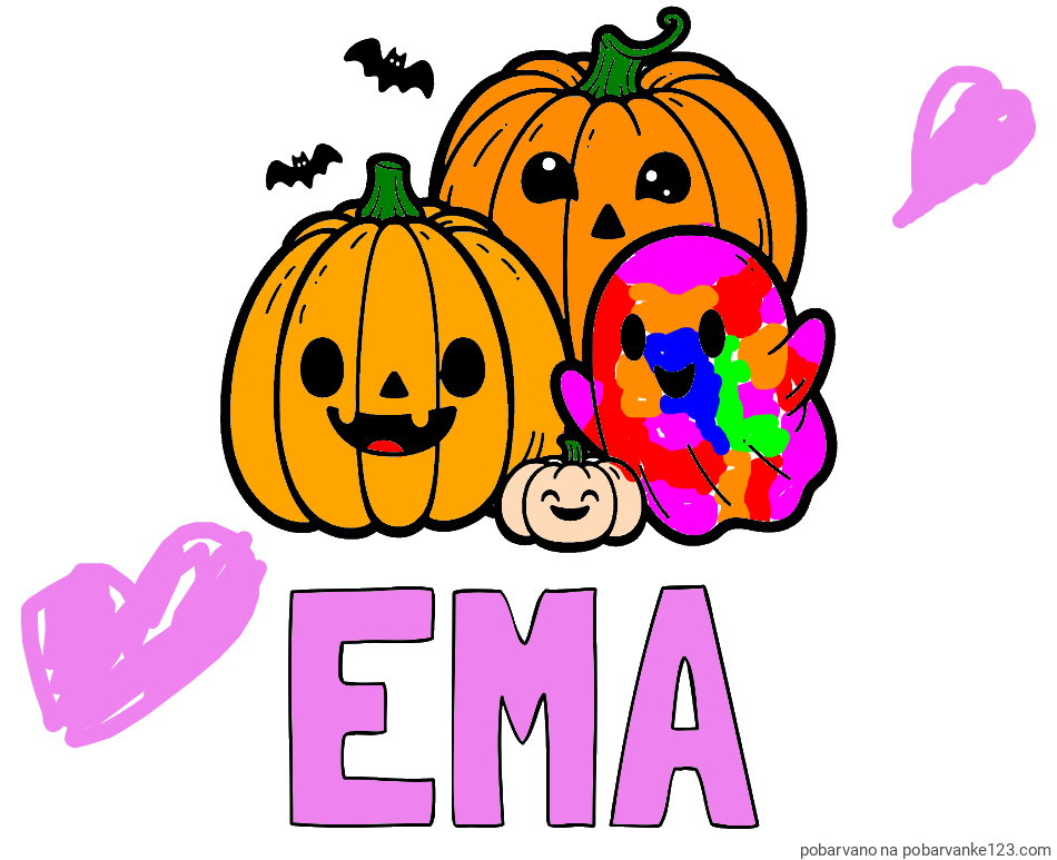 POBARVANA POBARVANKA - Pobarvanka imena EMA in pobarvanka duhca in buč za noč čarovnic