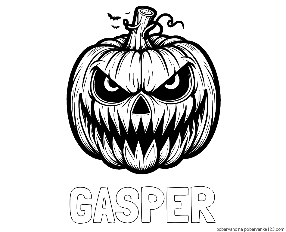 POBARVANA POBARVANKA - Pobarvanka imena GAŠPER in pobarvanka zlobne buče za noč čarovnic