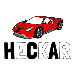 Pobarvana pobarvanka - Pobarvanka imena HECKAR in pobarvanka dirkalnega avtomobila