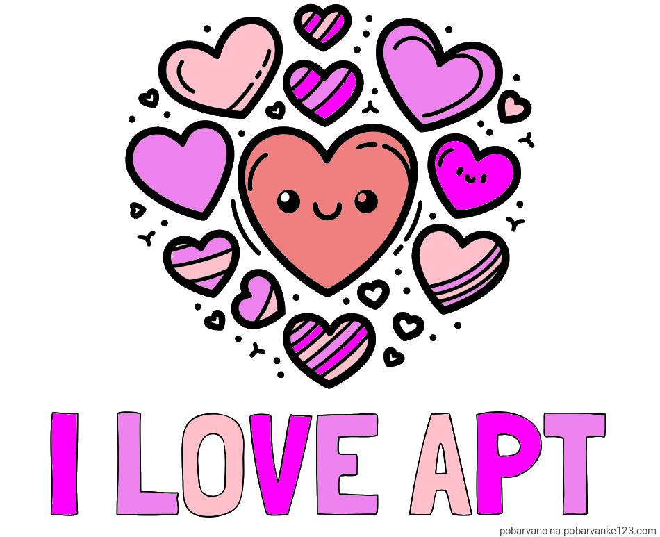 POBARVANA POBARVANKA - Pobarvanka imena I LOVE APT in pobarvanka srčkov
