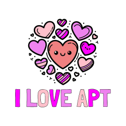 Pobarvana pobarvanka - Pobarvanka imena I LOVE APT in pobarvanka srčkov