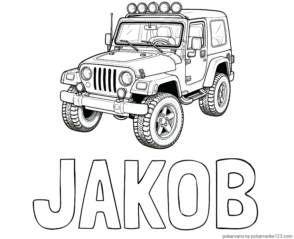 POBARVANA POBARVANKA - Pobarvanka imena JAKOB in pobarvanka džipa