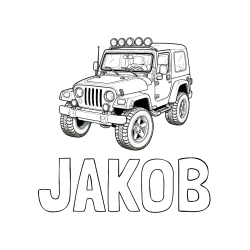 Pobarvana pobarvanka - Pobarvanka imena JAKOB in pobarvanka džipa
