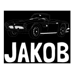 Pobarvana pobarvanka - Pobarvanka imena JAKOB in pobarvnaka starega BMW