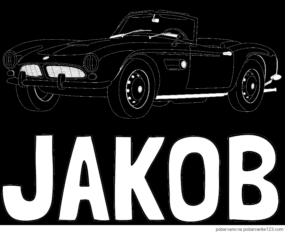 POBARVANA POBARVANKA - Pobarvanka imena JAKOB in pobarvnaka starega BMW