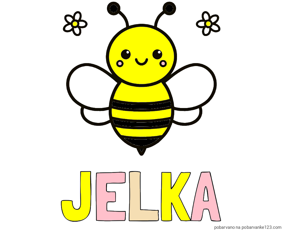 POBARVANA POBARVANKA - Pobarvanka imena JELKA in otroška pobarvanka čebele